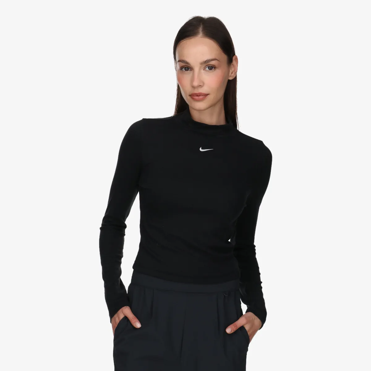 NIKE W NSW ESSNTL RIB MOCK LS TOP 