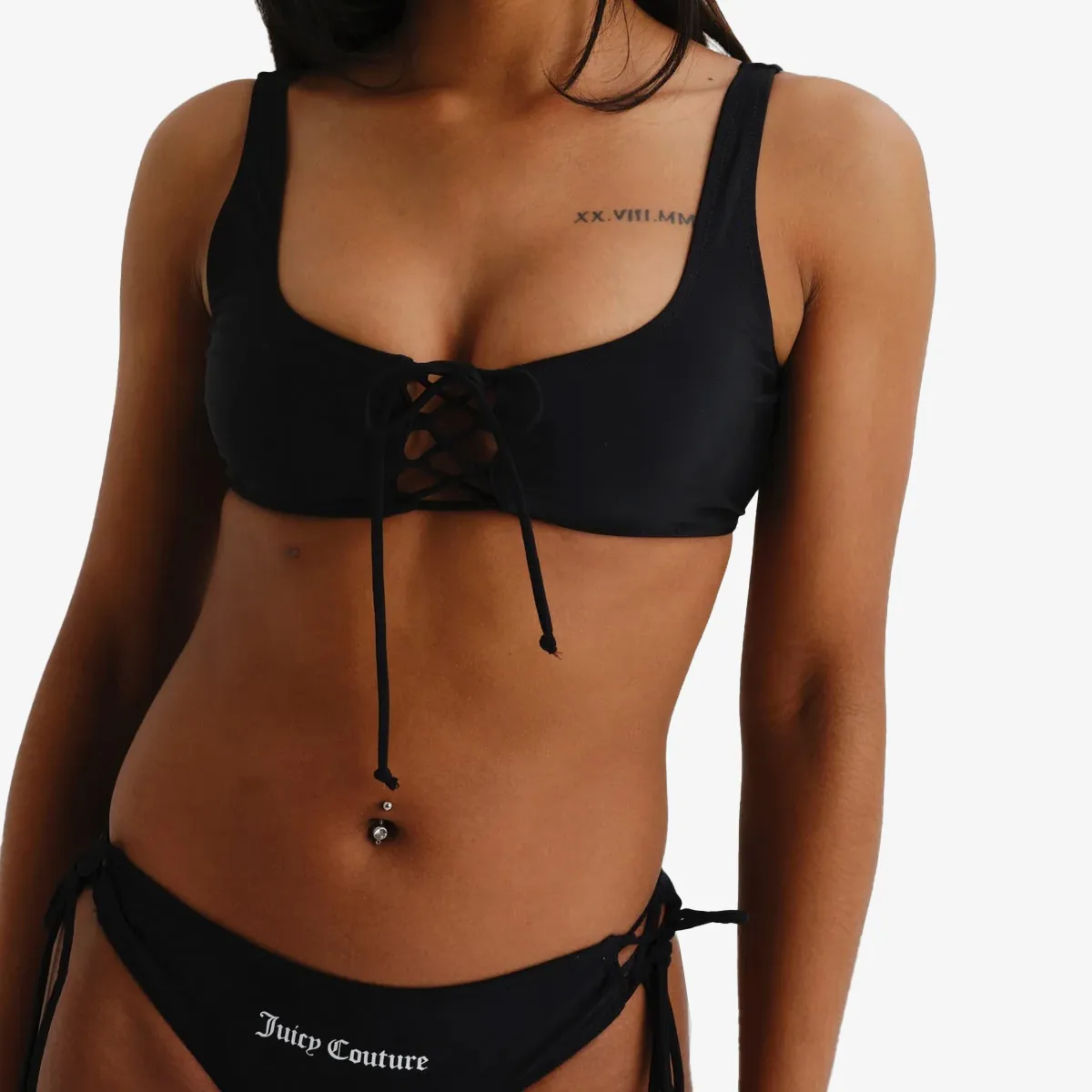 JUICY COUTURE LYCRA BIKINI SET WITH LATTICE DETAILING 