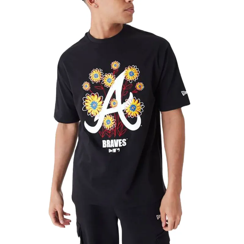 NEW ERA MLB FLORAL LOGO OS TEE ATLBRA BLKWHI