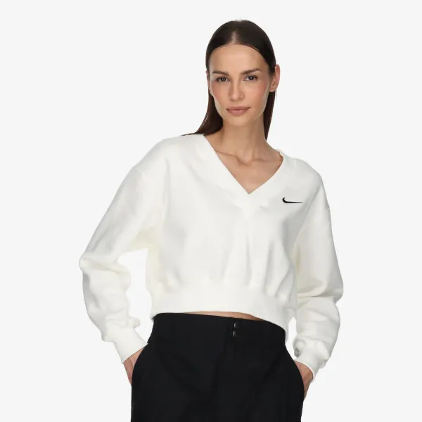NIKE W NSW PHNX FLC CROP VNECK